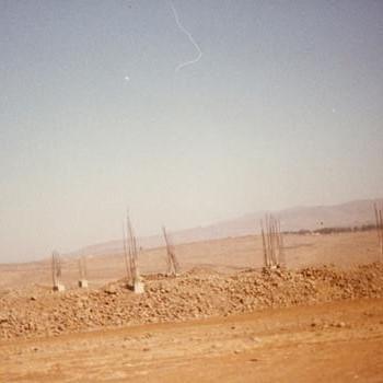 A construction site near Homs, ca. 1980.