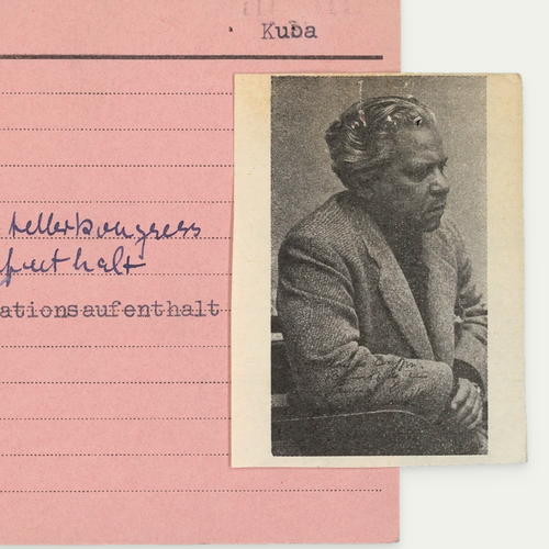 Karte zum kubanischen Autor Nicolás Guillén. Archiv des Schriftstellerverbands der DDR, Literaturarchiv der Akademie der Künste Berlin, Signatur SV 2