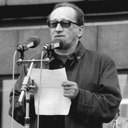 Berlin, Demonstration, Rede Heiner Müller (Sammlung des Bundesarchivs), Ausschnitt