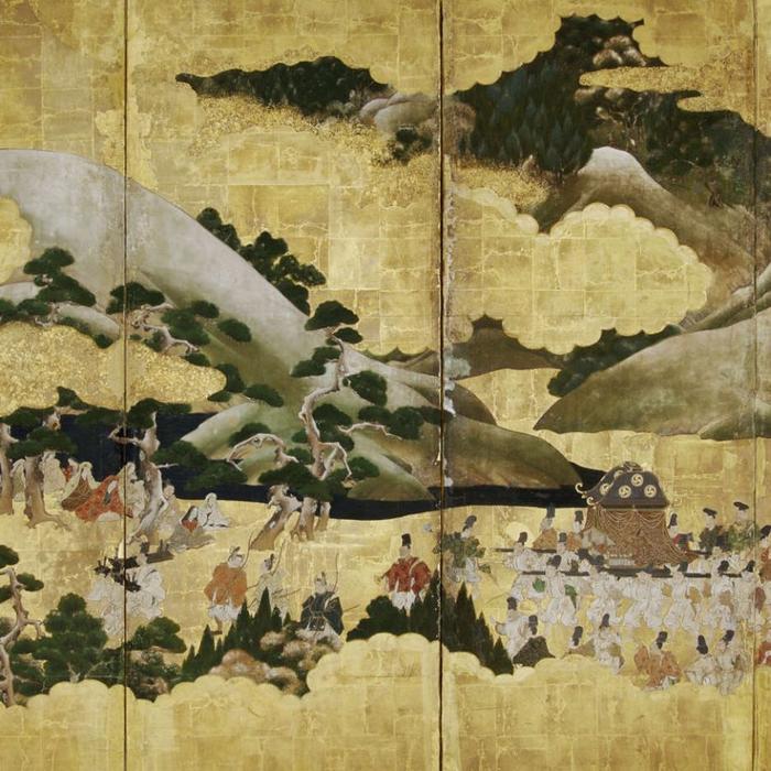 Scene from the “Tale of Genji”, The Royal Outing (Miyuki), detail