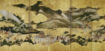 Scene from the “Tale of Genji”, The Royal Outing (Miyuki), detail