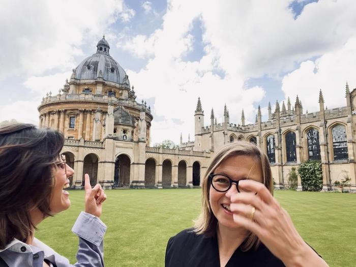 "Hanging out in All Souls' Great Quad with the lovely Sepid Birashk" (Anita Traninger, EXC TC Co-Director and currently Visiting Fellow at All Souls College, Oxford), June 2022 | Image Credit: Anita Traninger