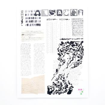 Image credit: ALSAELP. Asemic Journal #2, March 2021, ed. by antoine lefebvre editions, digital print on 90g bright paper, 28,9 x 38 cm, 12 pp., 50 copies.