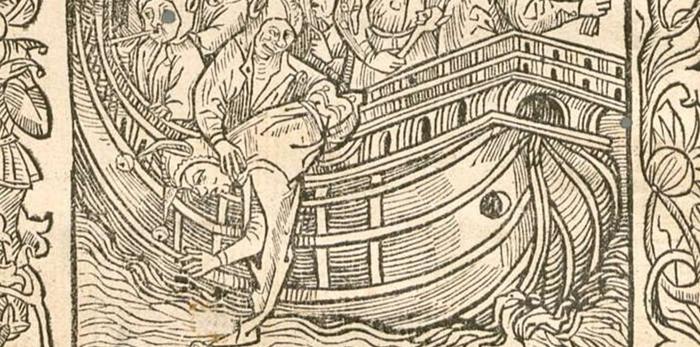 Sebastian Brant: "Das Narrenschiff", Holzschnitte von Albrecht Dürer, vom Meister des Haintz Narr u.a., Basel, 1494, München, Bayerische Staatsbibliothek, BSB-Ink B-816.