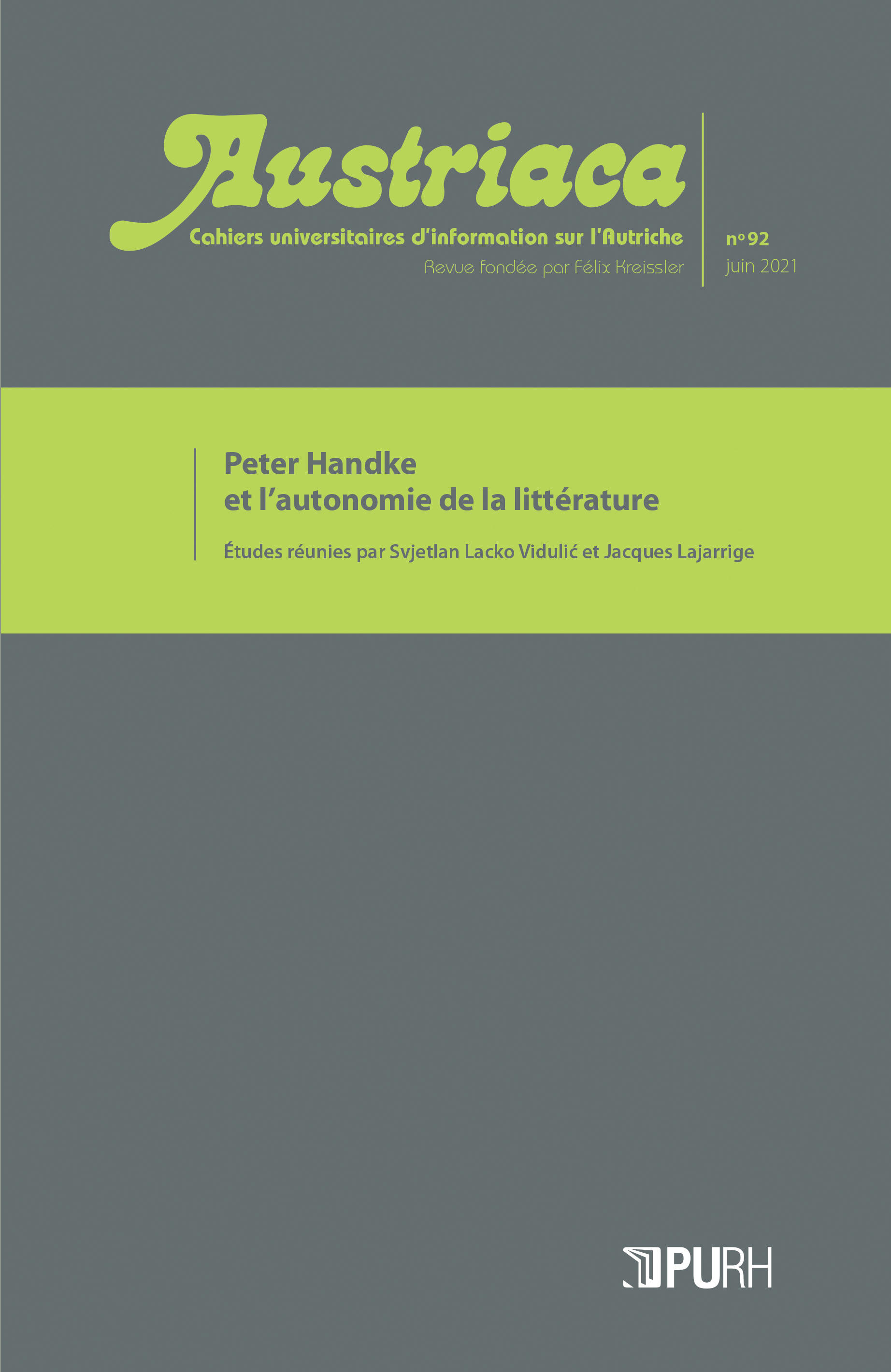 Journal cover © Presses universitaires de Rouen et du Havre