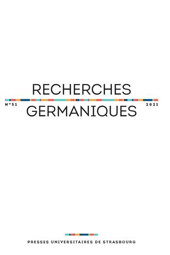 Recherches germaniques, Journal cover © Presses universitaires de Strasbourg